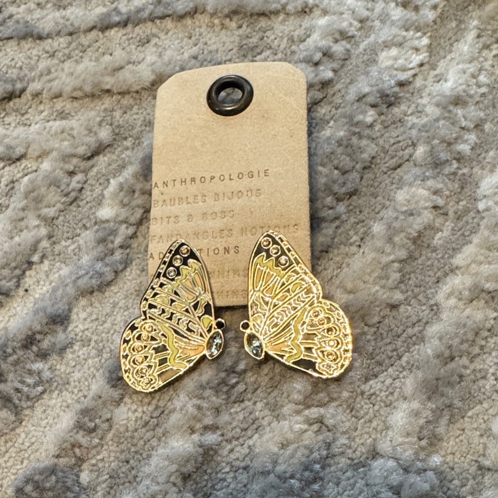 Anthropologie Gold Butterfly Studs